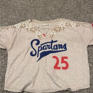 We The Free Beige Spartans Tee with Floral Detail